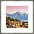 Curvy Road Leading To Mt Cook Aoraki At Framed Print