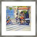 Cycling Past The Archway Framed Print