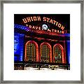 Denver Union Station In Orange And Blue Framed Print