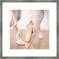 Detail Of Ballerinas Legs Leaving Dance Framed Print