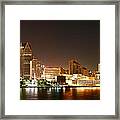 Detroit Skyline At Night-color Framed Print