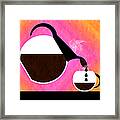 Diner Coffee Pot And Cup Sorbet Pouring Framed Print