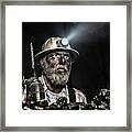 Dirty Coal Miner Wear Hardhat With A Hammer Drill Framed Print