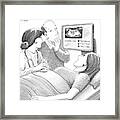 Doctor And Couple Look At Sonogram Which Shows Framed Print