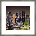 Doha By Night Qatar Framed Print
