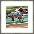 Down The Stretch - Horse Racing - Jockey Framed Print