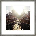 Downtown New York City With Heavy Lens Framed Print
