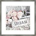 Dreamy Shabby Chic Romantic Cottage Chic Roses In White Basket Framed Print