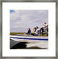 Driver And Four Passengers On Airboat, Side View Framed Print