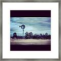 #driving #home #bush #windmill #trees Framed Print