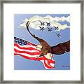 Eagle Soaring With Blue Angels Framed Print