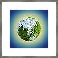 Earth Globe Made Of Grass And Flowers Framed Print