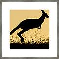 Eastern Grey Kangaroo Hopping At Sunset Framed Print