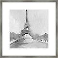 Eiffel Tower Watercolor Painting - Black And White Framed Print