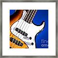 Electric Bass Guitar Photograph On Blue 3322.02 Framed Print