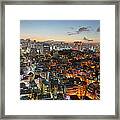 Elevated View Of Gangnam Illuminated At Framed Print