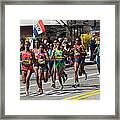 Elite Women Runners At The Boston Marathon Framed Print