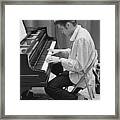 Elvis Presley On Piano While Waiting For A Show To Start 1956 Framed Print