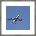 Emirates Airline Airbus A380 Flying High Up In The Air. Framed Print