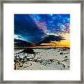 Encroaching Storm Landscape-blue Clouds Sunset Beach Framed Print