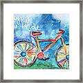 Enjoy The Ride- Colorful Bike Painting Framed Print