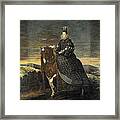 Equestrian Portrait Of Margarita Of Austria Framed Print