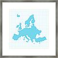 Europe Map On Grid On Blue Background Framed Print