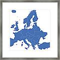 Europe Simple Blue Map On White Background Framed Print