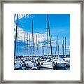 Evening Harbour With Sailboats Framed Print