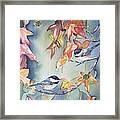 Fall Leaves And Chickadees Framed Print