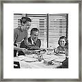 Family Dinner, Mother Holding Platter With Roast On It Framed Print