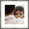 Father Carrying Baby Daughter (15-18 Months) Outdoors, Close-up Framed Print