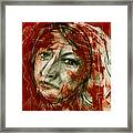Female Head With Red Background Framed Print