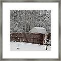 Fence In The Snow Framed Print