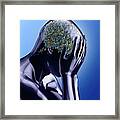 Figure With Capsules In Head Framed Print