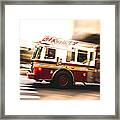 Fire Department Truck In Emergency Framed Print