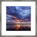 Fire In The Sky Sunset Over The Lake Framed Print
