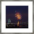 Fireworks On Staten Island South Beach Framed Print