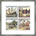 First Voyage Of Christopher Columbus Commemorative Stamp Block Framed Print