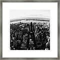 Fisheye View Of Manhattan West Towards Hudson River New York City Usa Framed Print