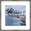 Fjord At City Reine, Lofoten, Norway Framed Print