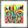 Fleur De Lis In Flames Framed Print