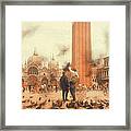 Flock Of Pigeons Flying, St. Marks Framed Print