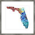 Florida - Map By Counties Sharon Cummings Art Framed Print