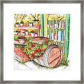 Barrel With Flowers In A Flower Shop In West Hollywood - California Framed Print