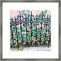 Flowers And Fence On Eighth Avenue Framed Print