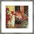 Flowers By The Stairs Framed Print