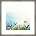 Flowers With Butterflies Framed Print