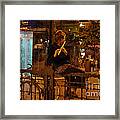 Flutist In The Plaza De La Opera Madrid Framed Print