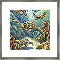 Flying Loggerhead Turtles Framed Print